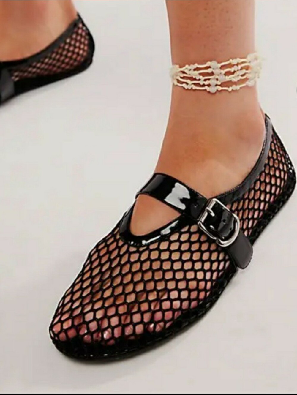 Jeffrey Campbell Black Mesh Mary Jane Flats